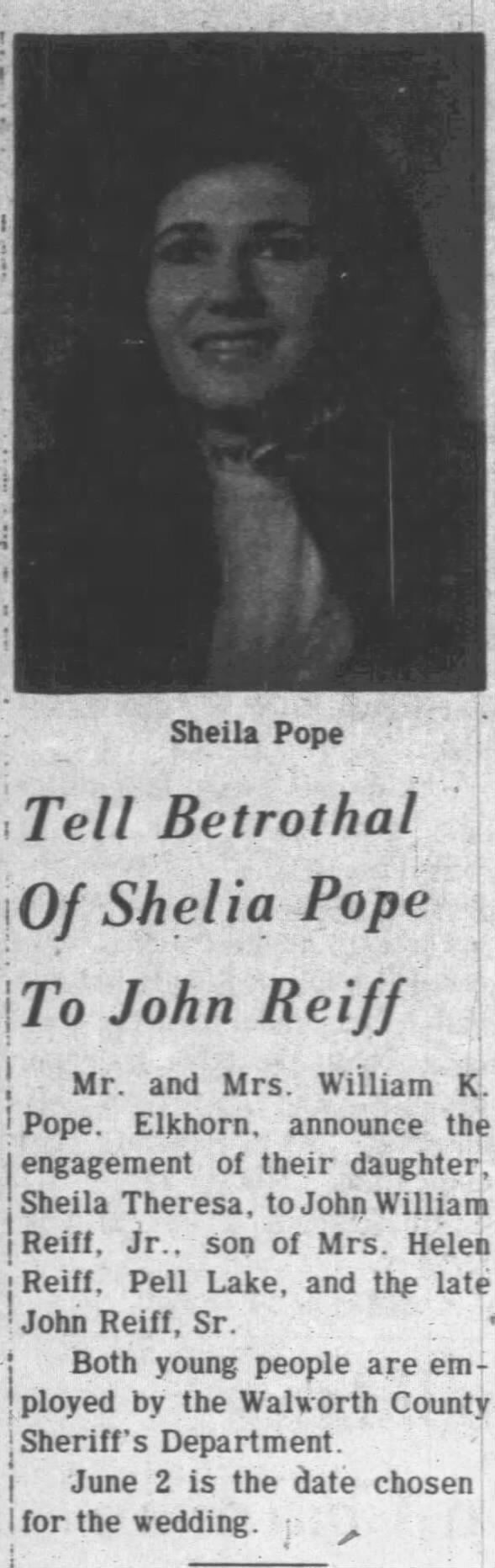 Marriage of Pope / Reiff